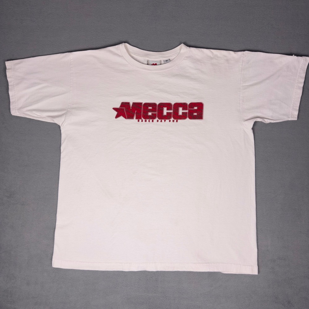 Vintage 90s Mecca USA Since‎ Day One T-Shirt White Mens XL Hip Hop Streetwear